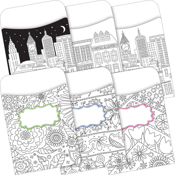 Barker Creek Color Me! Library Pocket Set, 60/Set 4138